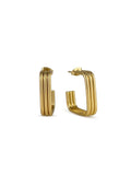 Brinco Argola Quadrada Listrada Dourado 18k