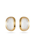 Brinco Oval Madrepérola Dourado 18k