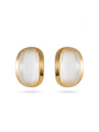 Brinco Oval Madrepérola Dourado 18k