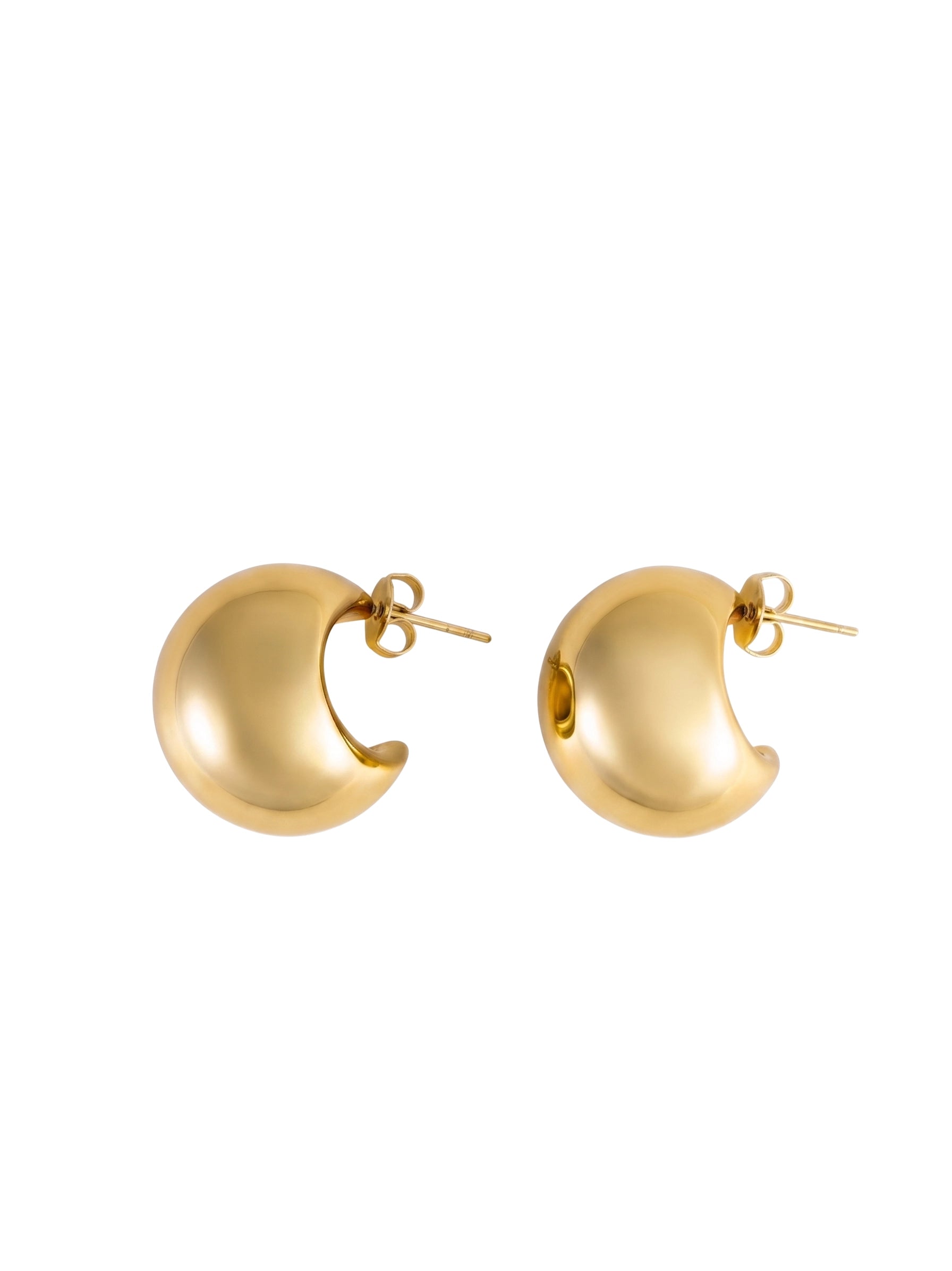 Brinco Argola Chunky Meia Lua Dourado 18k