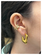 Brinco Argola Orgânica Irregular Dourado 18k