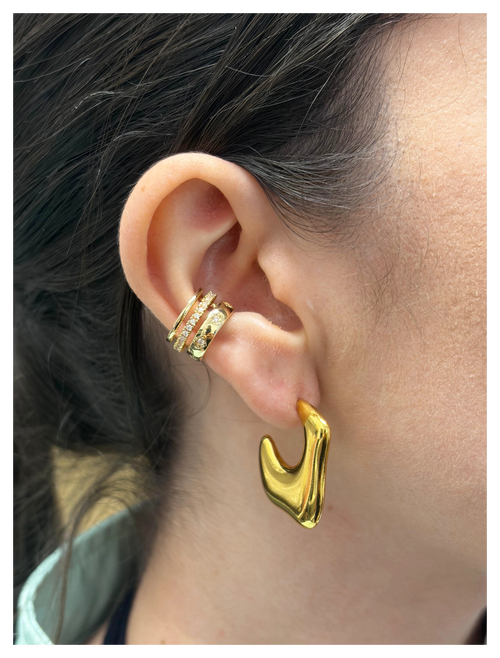 Brinco Argola Orgânica Irregular Dourado 18k