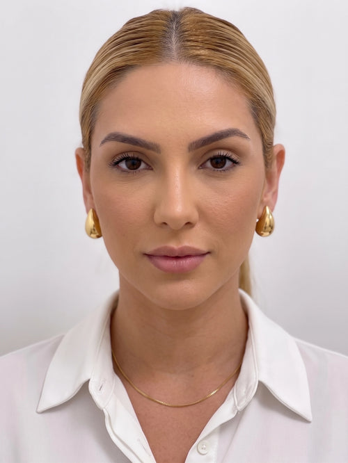 Brinco Argola Chunky Meia Lua Dourado 18k