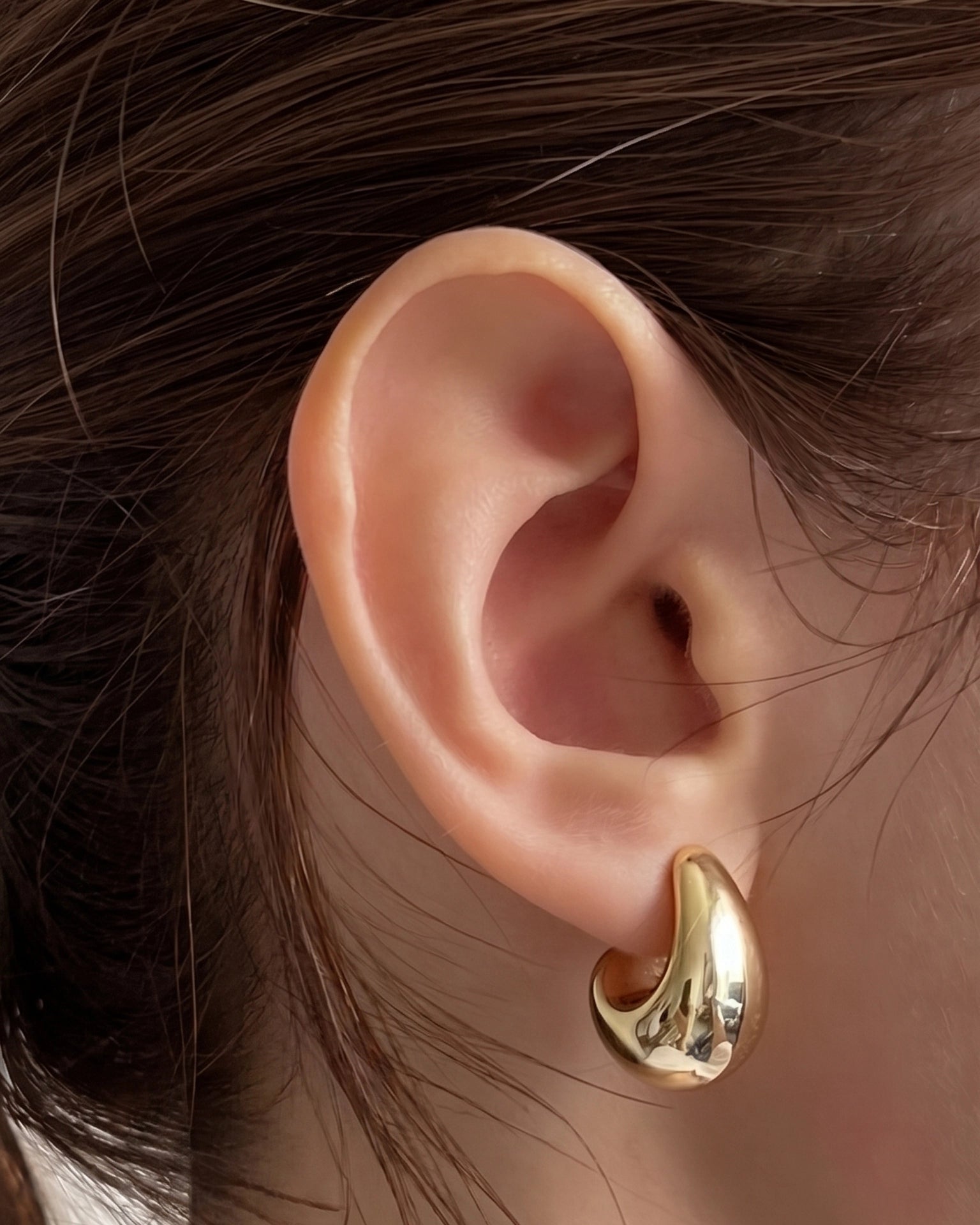 Brinco Argola Chunky Meia Lua Dourado 18k