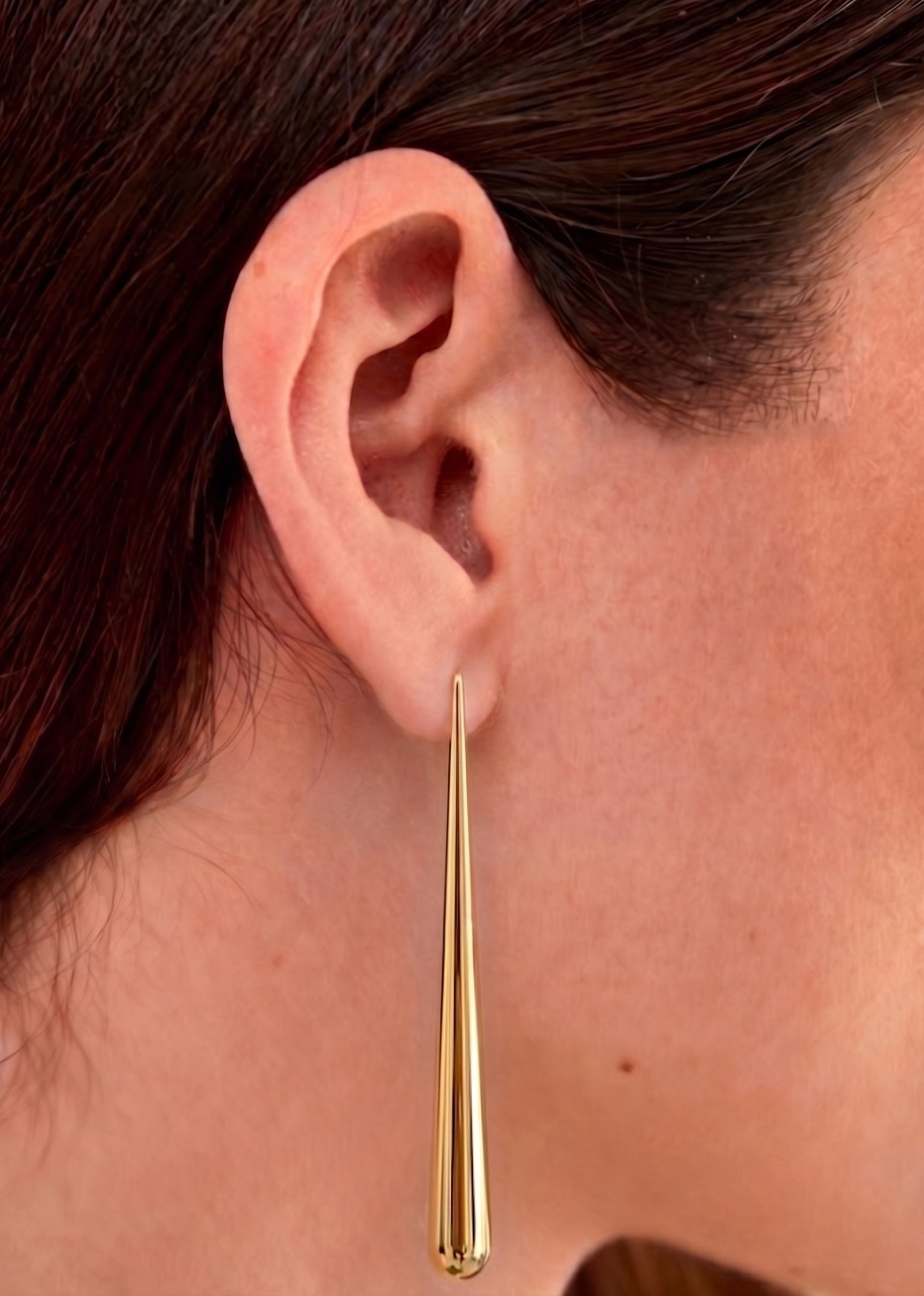 Brinco Espigão Longo Fino Dourado 18k