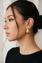 Brinco Gota Volumosa Dourado 18k
