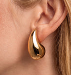 Brinco Gota Volumosa Dourado 18k