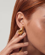 Brinco Gota Volumosa Dourado 18k