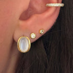 Brinco Oval Madrepérola Dourado 18k
