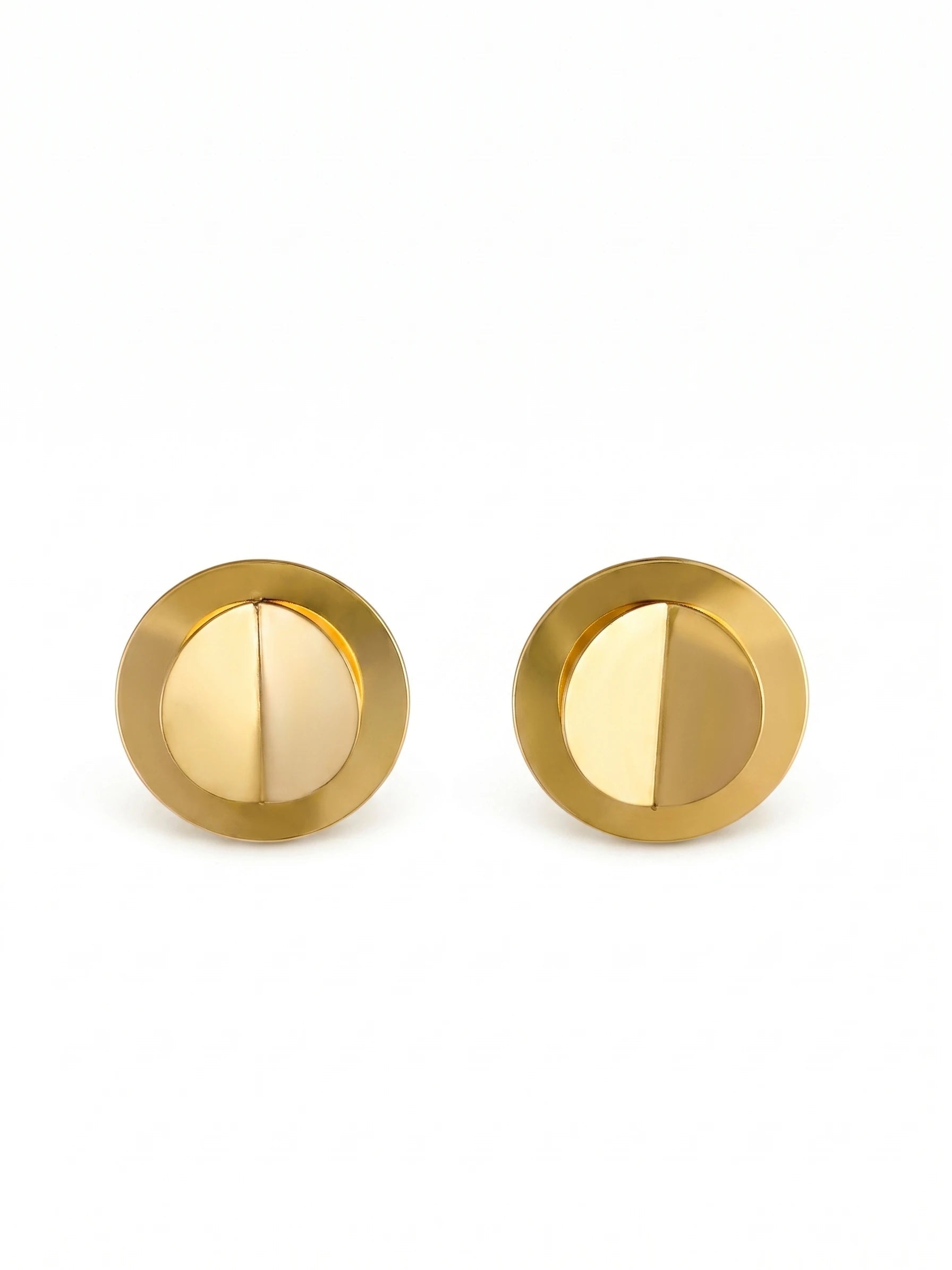 Brinco Redondo Geométrico Bicolor Dourado 18k